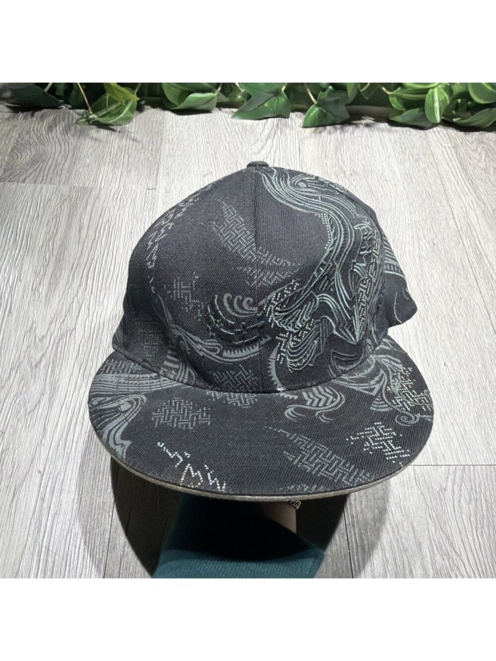 FOX Racing Motocross Fitted All Over Print Baseball Cap Hat Black Adult  Small